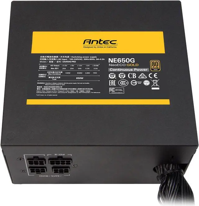 Alt view image 15 of 20 - Antec NeoECO Series NE650G 650W ATX 12V / EPS 12V 80 PLUS GOLD Certified Semi-Modular Compact 140 mm Size 7 Year Warranty Power Supply