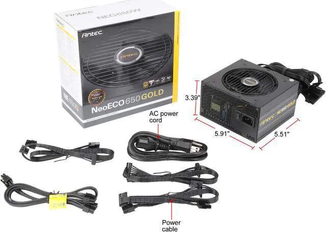 Alt view image 9 of 20 - Antec NeoECO Series NE650G 650W ATX 12V / EPS 12V 80 PLUS GOLD Certified Semi-Modular Compact 140 mm Size 7 Year Warranty Power Supply