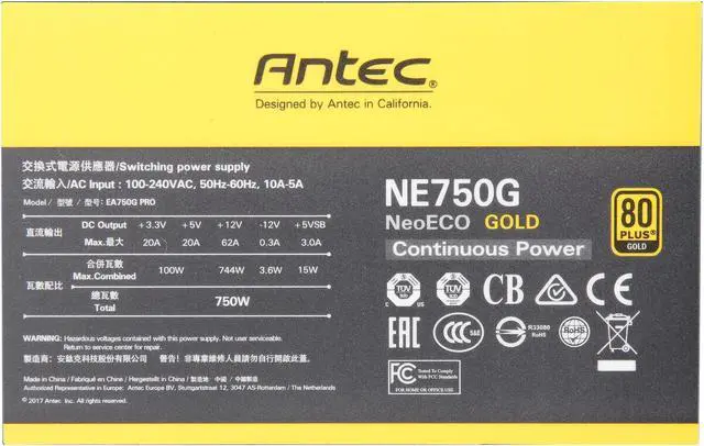 Alt view image 19 of 20 - Antec NeoECO Series NE750G 750W ATX 12V / EPS 12V 80 PLUS GOLD Certified Semi-Modular Compact 140 mm Size 7 Year Warranty Power Supply
