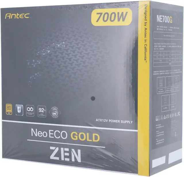 Alt view image 12 of 16 - Antec NeoECO Gold Zen NE700G Zen Power Supply 700W, 80 PLUS GOLD Certified with 120mm Silent Fan, LLC + DC to DC Design, Japanese Caps, CircuitShield Protection, 5-Year Warranty