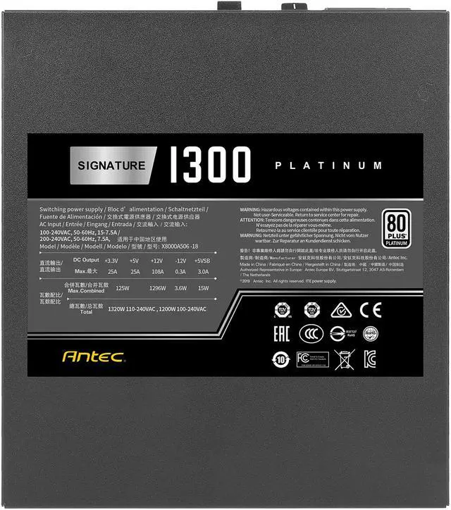 Alt view image 8 of 14 - Antec Signature Series SP1300, 80 PLUS Platinum Certified, 1300W Full Modular with OC Link Feature, PhaseWave Design, Full Top-Grade Japanese Caps, Zero RPM Mode, 135 mm FDB Silence & 10-Year Warranty