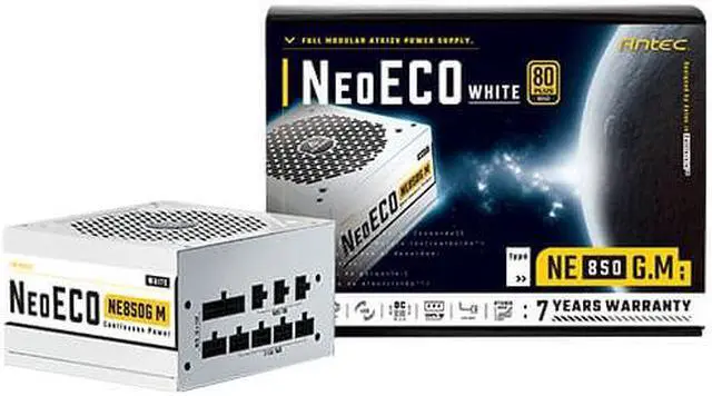 Alt view image 4 of 4 - Antec NeoECO Series NE850G M White, 80 PLUS Gold Certified, 850W Full Modular with PhaseWave Design, High-Quality Japanese Caps, Zero RPM Manager, 120 mm Silent Fan, ATX 12V 2.4 & 7-Year Warranty