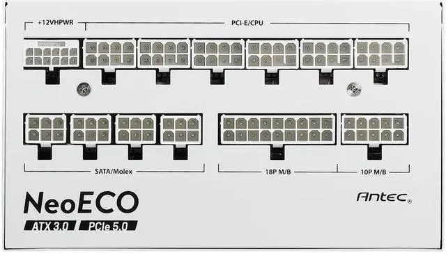 Alt view image 7 of 11 - Antec NeoECO Series NE1000G M White ATX 3.0 1000 W ATX (ATX 3.0 Compatible) 80 PLUS GOLD Certified Full Modular Active PFC Power Supply