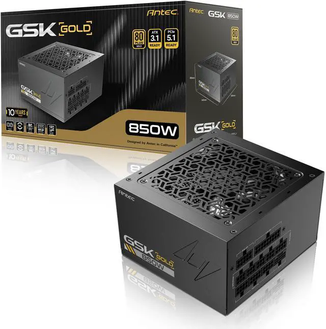 Alt view image 3 of 11 - ANTEC GSK850 V2 ATX3.1, 750W Full Modular PSU, 80 PLUS Gold Certified, PCIE 5.1 Support, PhaseWave Design, Zero RPM Manager, 120mm Silent Fan, 10-Year Warranty, High-Quality Braided Cable