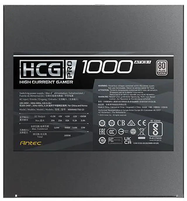 Alt view image 8 of 11 - Antec HCG1000 PRO P US 1000 W ATX 12V 3.1 80 PLUS PLATINUM Certified Full Modular Active PFC Power Supply