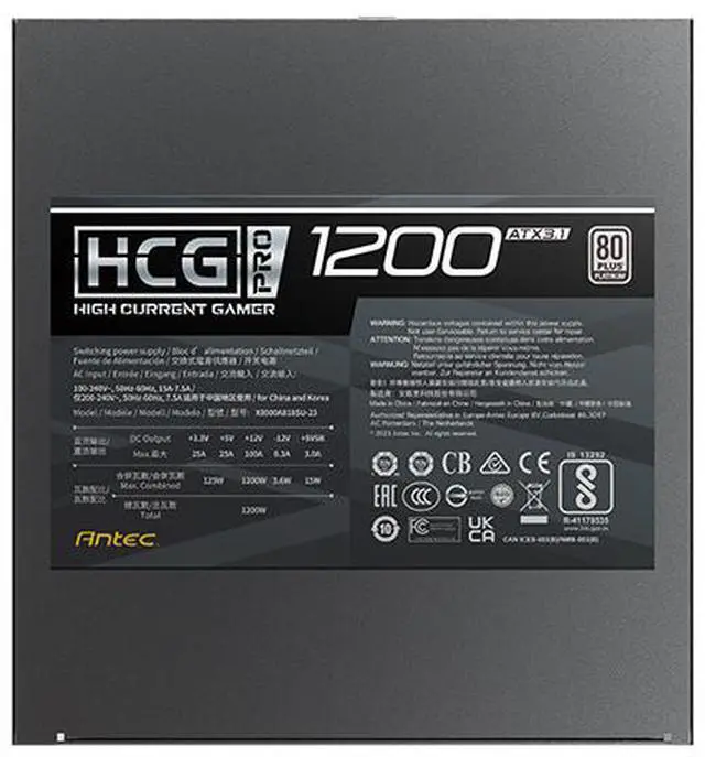 Alt view image 9 of 12 - Antec HCG1200 PRO P US 1200 W ATX 12V 3.1 80 PLUS PLATINUM Certified Full Modular Active PFC Power Supply