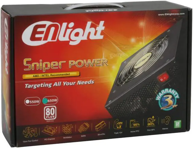 Alt view image 10 of 10 - Enlight Sniper 5604724 650W ATX12V / EPS12V SLI Certified CrossFire Ready 80 PLUS Certified  Active PFC Power Supply