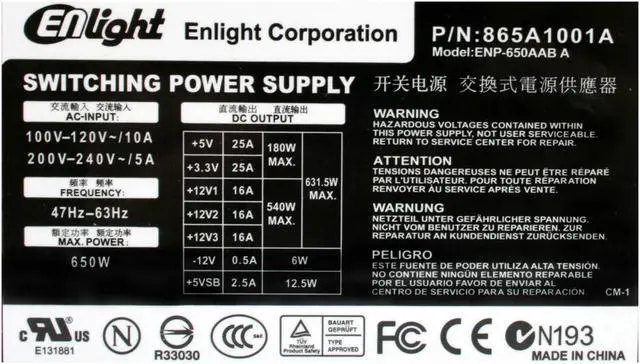 Alt view image 9 of 10 - Enlight Sniper 5604724 650W ATX12V / EPS12V SLI Certified CrossFire Ready 80 PLUS Certified  Active PFC Power Supply