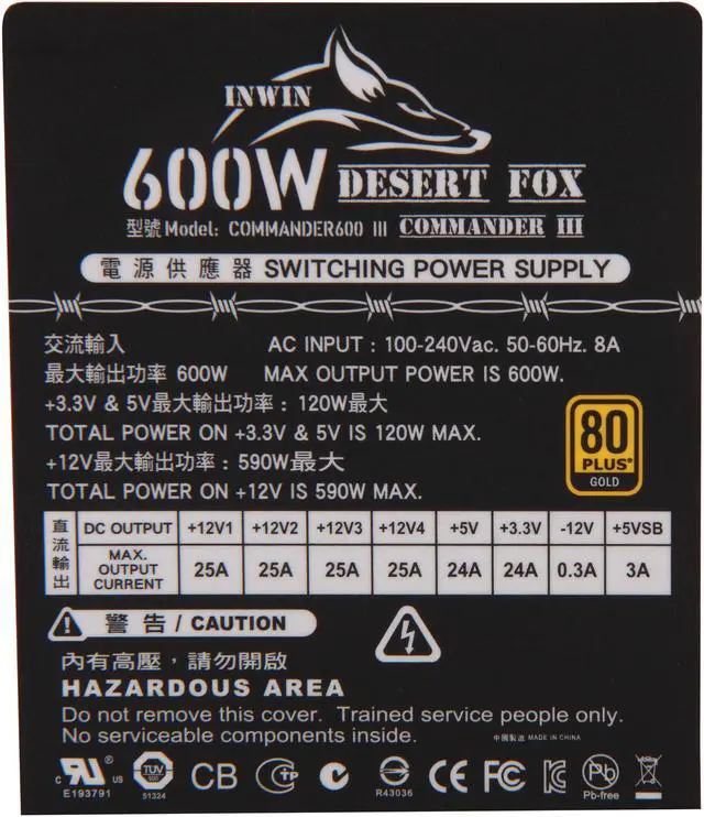 Alt view image 5 of 7 - IN WIN Commander III 600 600 W ATX 12V 2.31 / EPS 12V 2.92 SLI Ready CrossFire Ready 80 PLUS GOLD Certified Modular Active PFC Power Supply
