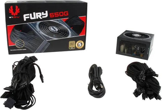 Alt view image 7 of 7 - BitFenix Fury Series Alchemy Premium Sleeved Cables 550W 80 PLUS GOLD Certified Active PFC Power Supply