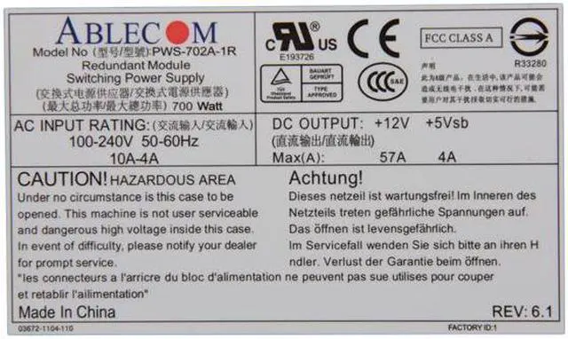Alt view image 5 of 6 - SuperMicro PWS-702A-1R 700W Server Power Supply