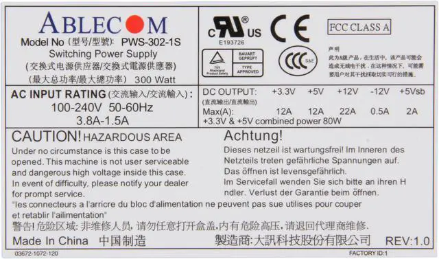 Alt view image 4 of 5 - SuperMicro PWS-302-1S 300W 1U Server Power Supply
