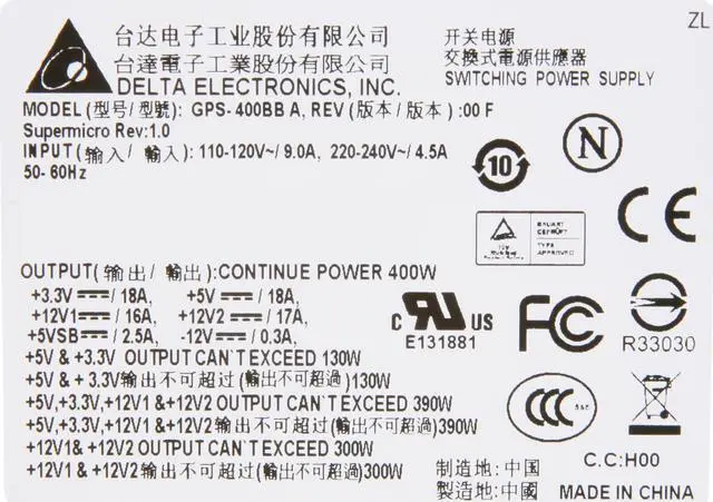 Alt view image 5 of 7 - SuperMicro PWS-402-PQ 24Pin 400W Single Server Power Supply - OEM