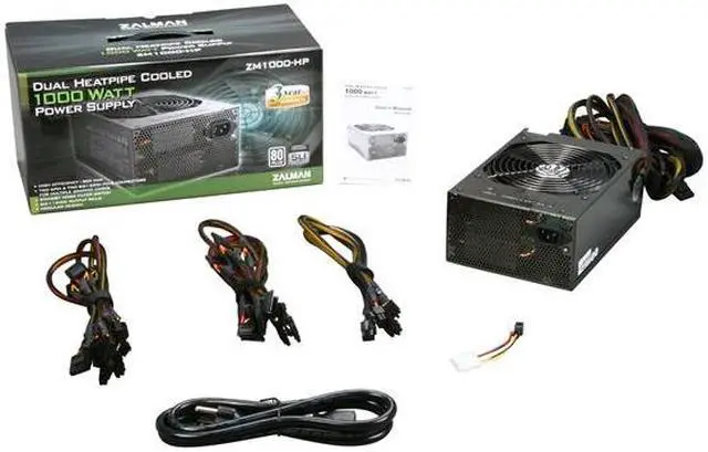 Alt view image 7 of 7 - ZALMAN ZM1000-HP 1000W Continuous @ 45°C
(Maximum Continuous Peak: 1250W) ATX12V V2.2 / EPS12V V2.91 SLI Certified CrossFire Ready 80 PLUS Certified Modular Active PFC Modular Heatpipe-Cooled SLI Power Supply