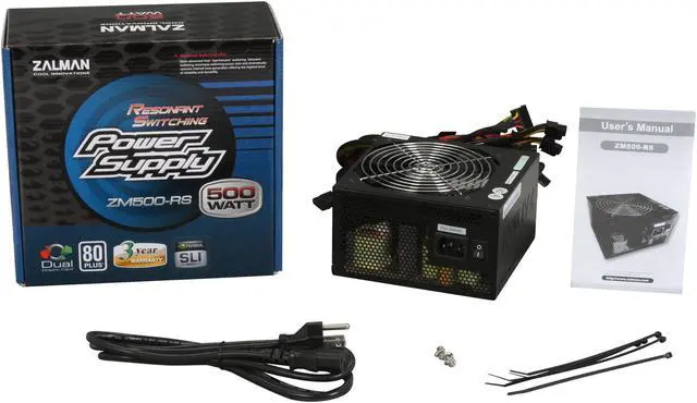 Alt view image 7 of 7 - ZALMAN ZM500-RS 500 Watts ATX12V / EPS12V SLI Ready 80 PLUS Certified Active PFC Power Supply