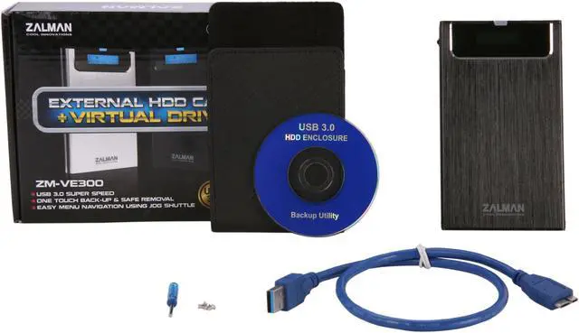Alt view image 3 of 3 - Zalman ZM-VE300-B Aluminum Alloy, Acryl, Poly Carbonate 2.5" Black SATA I/II USB 3.0 ZM-VE300 HDD External Enclosure with Virtualization and One Touch Back-up