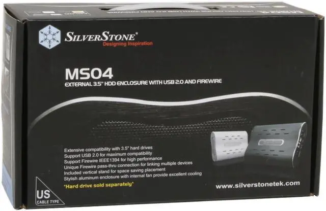 Alt view image 5 of 5 - SilverStone MS04-S Aluminum 3.5" Enhanced IDE, ATA / ATAPI-6 USB 2.0 & 1394 External Enclosure with fan