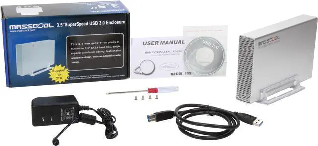 Alt view image 5 of 5 - MASSCOOL UHB-3232 Aluminum 3.5" Silver SATA I/II USB 3.0 External Enclosure