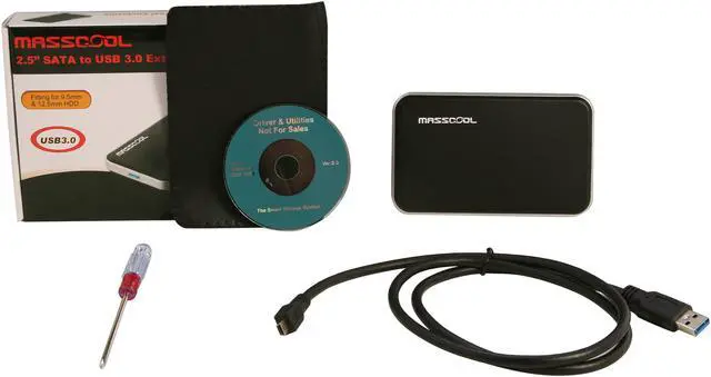 Alt view image 7 of 6 - MASSCOOL UHB-2221U3 Aluminum 2.5" Black SATA I/II Mini USB 3.0 External Enclosure
