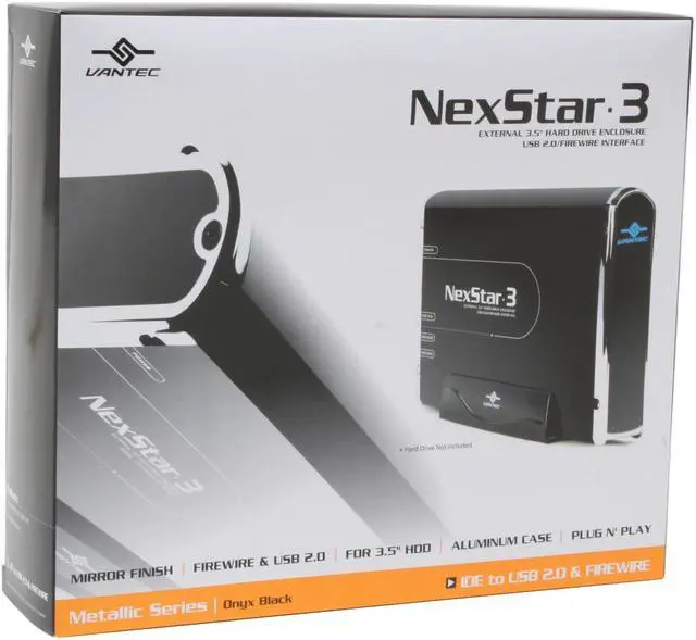 Alt view image 4 of 4 - VANTEC NST-360UF-BK Aluminum 3.5" IDE USB & 1394 External Enclosure