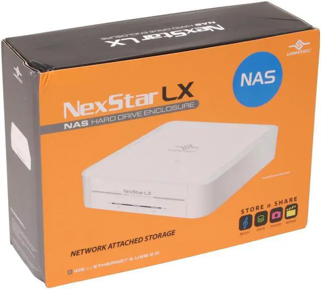 Alt view image 6 of 6 - VANTEC NexStarLX NST-375LX-WH 3.5" White IDE USB2.0+RJ45 Ethernet External Enclosure