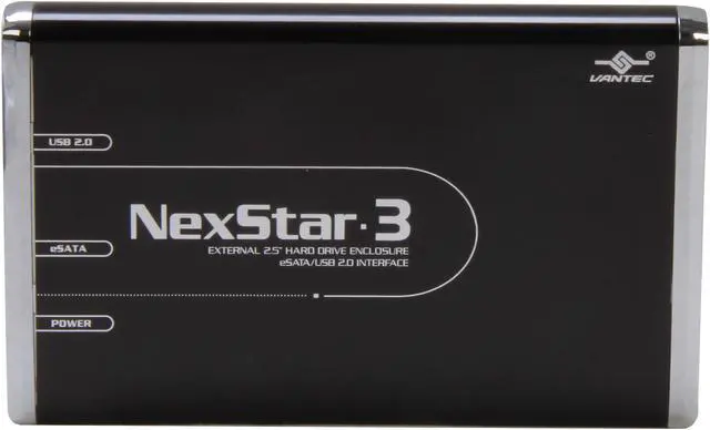 Alt view image 3 of 5 - Vantec NexStar 3 2.5" SATA to USB 2.0 & eSATA External Hard Drive/SSD Enclosure (Onyx Black) - Model NST-260SU-BK