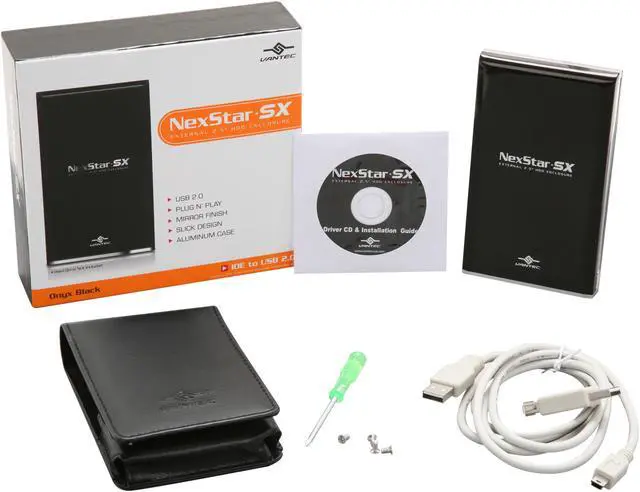 Alt view image 5 of 5 - Vantec NexStar SX 2.5" IDE to USB 2.0 External Hard Drive Enclosure (Onyx Black)  - Model NST-285U2-BK