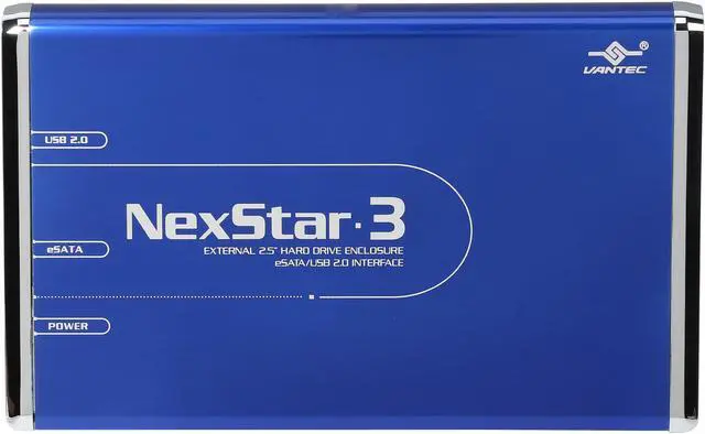 Alt view image 2 of 7 - Vantec NexStar 3 2.5" SATA to USB 2.0 & eSATA External Hard Drive/SSD Enclosure (Midnight Blue) - Model NST-260SU-BL