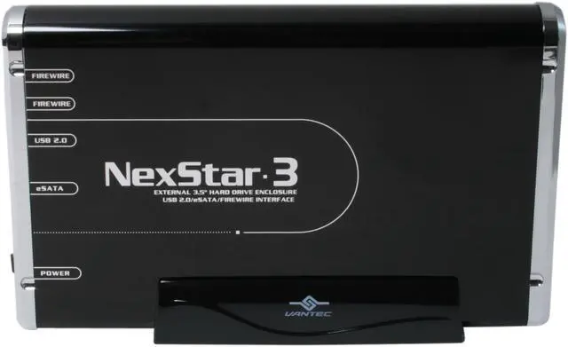 Alt view image 3 of 7 - Vantec NexStar 3.5" SATA to USB 2.0 & eSATA & FireWire 400 External Hard Drive Enclosure (Onyx Black) - Model NST-360UFS-BK