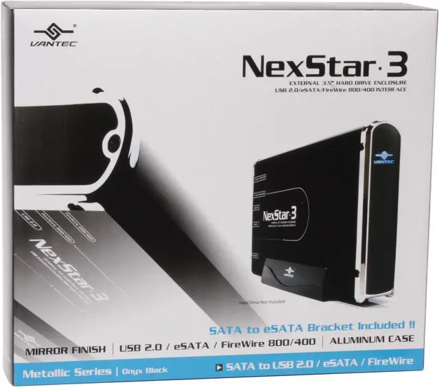 Alt view image 7 of 7 - VANTEC NexStar 3 NST-360FBSU-BK Aluminum 3.5" Black USB 2.0/eSATA/1394a/1394b External Enclosure