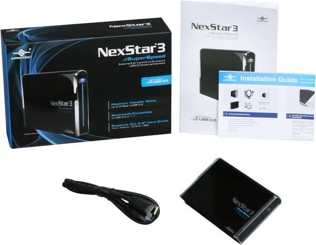 Alt view image 5 of 5 - VANTEC NexStar 3 NST-280S3-BK Aluminum 2.5" Black USB 3.0 External Enclosure