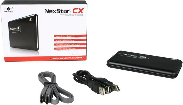Alt view image 5 of 5 - Vantec NexStar CX 2.5" SATA to USB 2.0 & eSATA External Hard Drive/SSD Enclosure (Supports 7mm, 9.5mm, 12.5mm HDD/SSD) - Model NST-200SU-BK