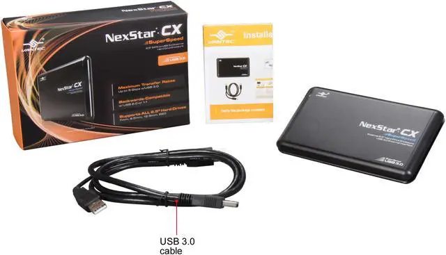 Alt view image 6 of 5 - Vantec NexStar CX SuperSpeed 2.5" SATA to USB 3.0 External Hard Drive/SSD Enclosure (Supports 7mm, 9.5mm, 12.5mm HDD/SSD) - Model NST-200S3-BK