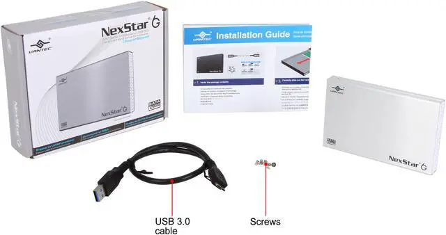 Alt view image 6 of 6 - VANTEC NST-266S3-SV Aluminum / Plastic 2.5" Silver SATA I/II/III USB 3.0 External Hard Drive Enclosure