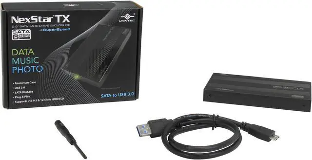 Alt view image 6 of 6 - VANTEC NST-216S3-BK Aluminum 2.5" Black SATA I/II/III USB 3.0 2.5" SATA 6 Gb/s to USB 3.0 HDD Enclosure - Black