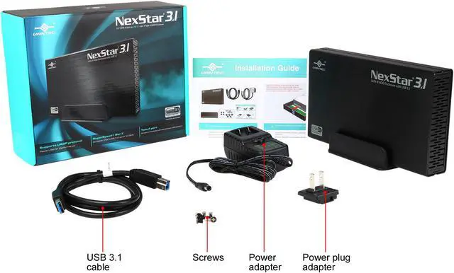 Alt view image 5 of 5 - VANTEC NST-370A31-BK Aluminum / Plastic 3.5" Black Standard SATA USB Type-B 3.5” SATA 6 Gb/s to USB 3.1 Gen II Type-A HDD Enclosure