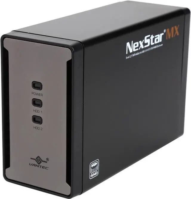 Main image of VANTEC NST-225MX-S3 Aluminum / Plastic 2.5" Black Dual 2.5" SATA 6Gb/s to USB 3.0 HDD/SSD RAID Enclosure