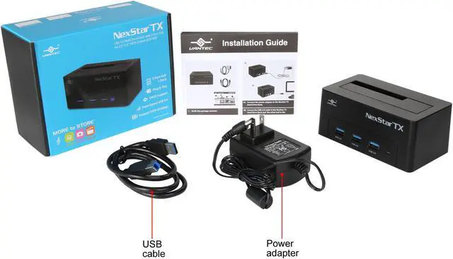 Alt view image 6 of 6 - VANTEC NST-D328S3H-BK NexStar TX USB 3.0 Hard Drive Dock With 3-Port Hub For 2.5"/3.5" SATA 6Gbps SSD/HDD