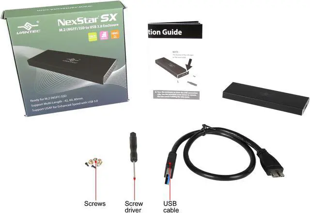 Alt view image 6 of 6 - VANTEC NST-M2STS3-BK Black NexStar SX M.2 SSD to USB 3.0 Enclosure