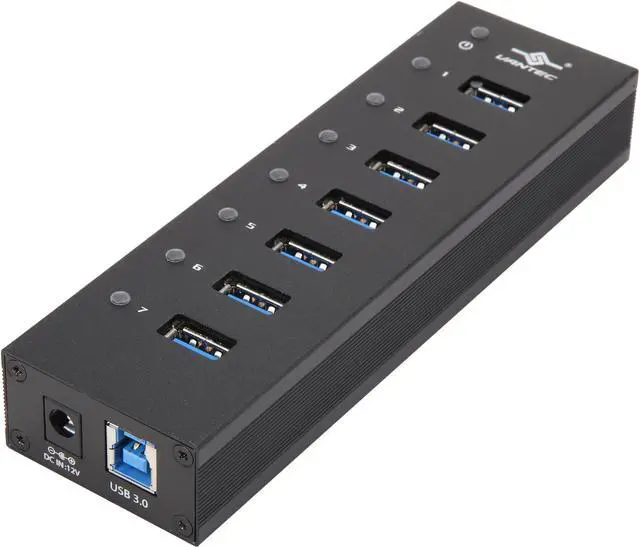 Main image of VANTEC UGT-AH710U3-BK 7-Port USB 3.0 Aluminum Hub with 12V/3A Premium Power Adapter