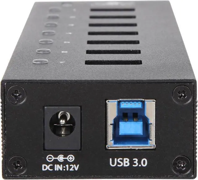 Alt view image 6 of 7 - VANTEC UGT-AH710U3-BK 7-Port USB 3.0 Aluminum Hub with 12V/3A Premium Power Adapter