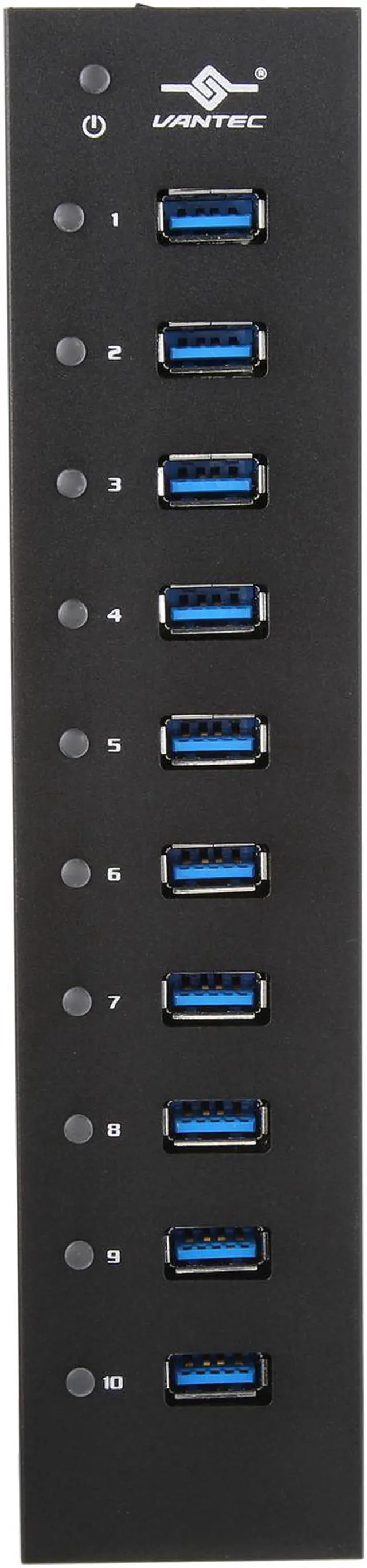 Alt view image 2 of 7 - VANTEC UGT-AH110U3-BK 10-Port USB 3.0 Aluminum Hub with 12V/5A Premium Power Adapter