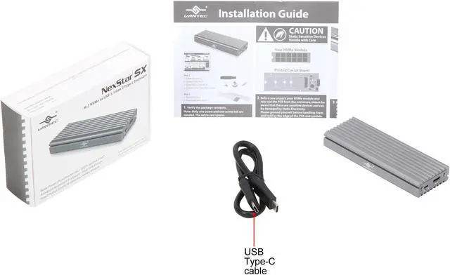 Alt view image 7 of 7 - VANTEC NST-205C3-SG Silver M.2 NVMe SSD to USB 3.1 Gen 2 Type-C Enclosure