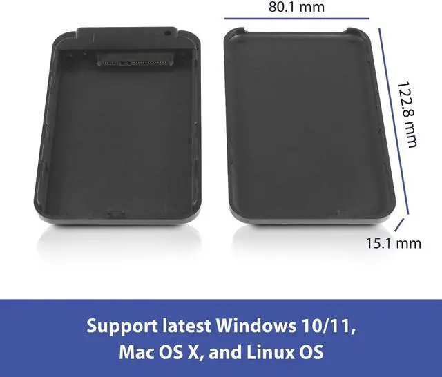 Alt view image 2 of 6 - Vantec NexStar JX Series USB 3.2 Gen2x1 (10Gbps), USB C, 2.5" SATA Drive Enclosure For 9.5mm & 7mm SSD/HDD NST-258S3-BK