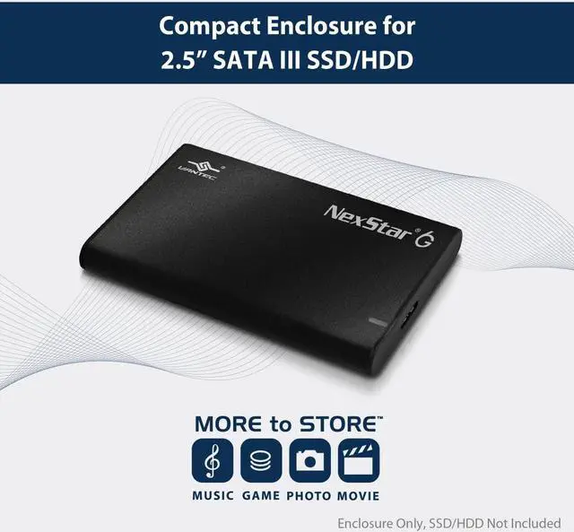 Alt view image 2 of 6 - Vantec NexStar 6G 2.5” SATA III to USB 3.2 Gen1 External SSD/HDD Enclosure NST-268S3-BK