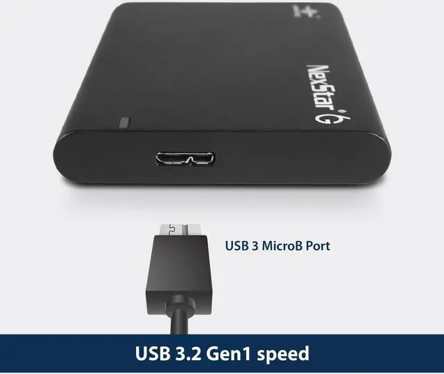 Alt view image 3 of 6 - Vantec NexStar 6G 2.5” SATA III to USB 3.2 Gen1 External SSD/HDD Enclosure NST-268S3-BK