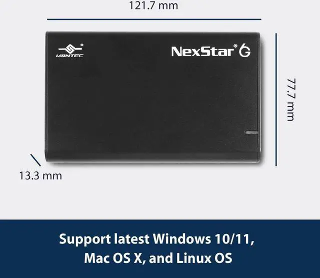 Alt view image 6 of 6 - Vantec NexStar 6G 2.5” SATA III to USB 3.2 Gen1 External SSD/HDD Enclosure NST-268S3-BK