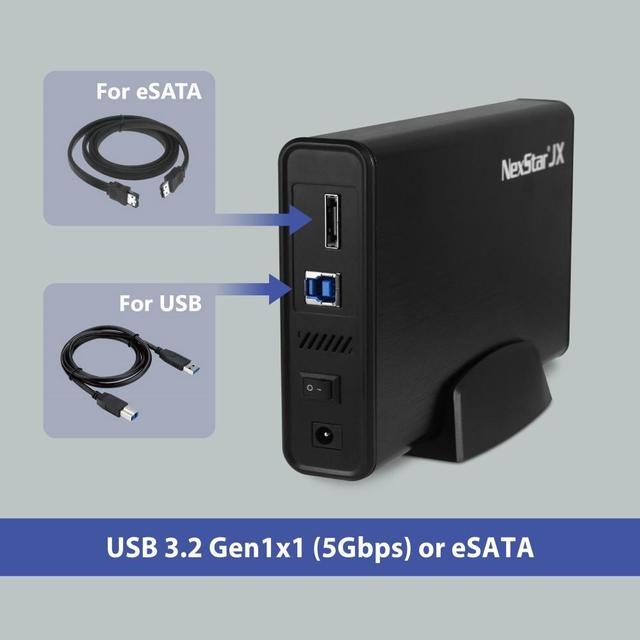Alt view image 4 of 5 - Vantec NexStar JX USB 3.2 Gen1x1, 3.5" or 2.5” SATA III HDD/SSD Drive Enclosure with eSATA - Aluminum casing, ABS Plastic - Black NST-358SU3-BK