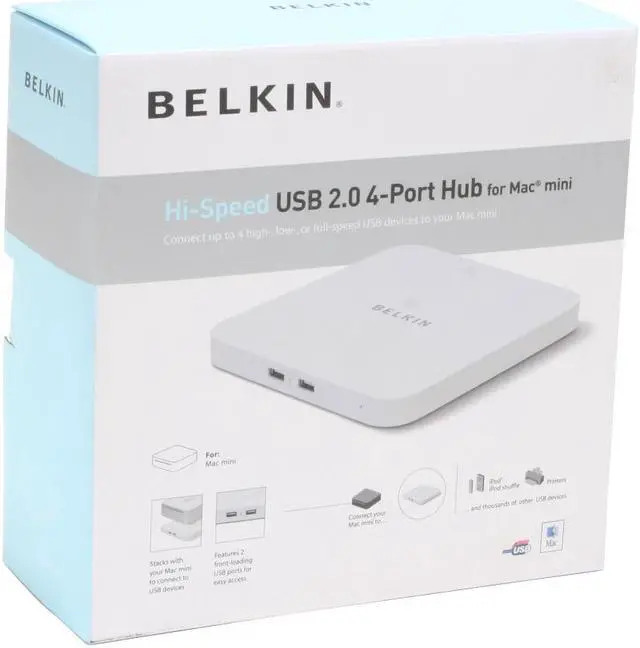 Alt view image 4 of 4 - BELKIN F5U264 Hi-Speed USB 2.0 4-Port Hub for Mac mini