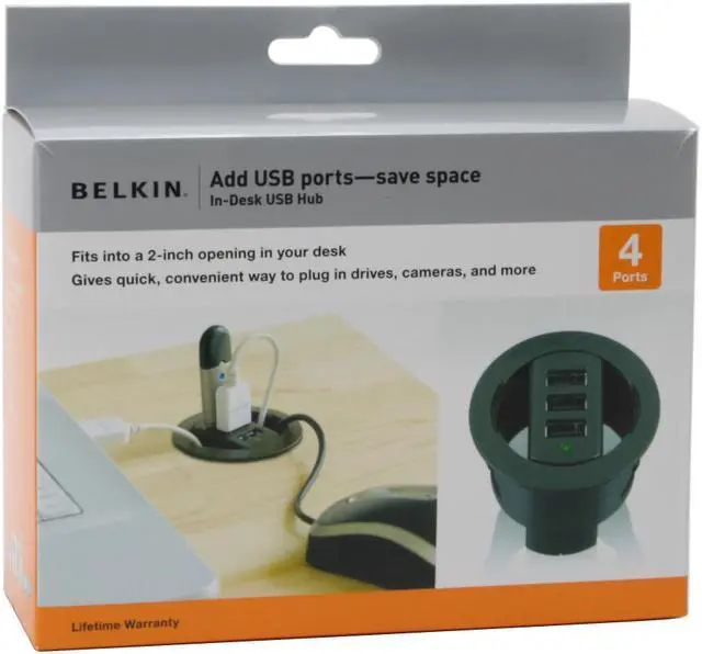 Alt view image 12 of 12 - BELKIN F5U402-02IN-KIT In-Desk USB Hub (2-Inch)